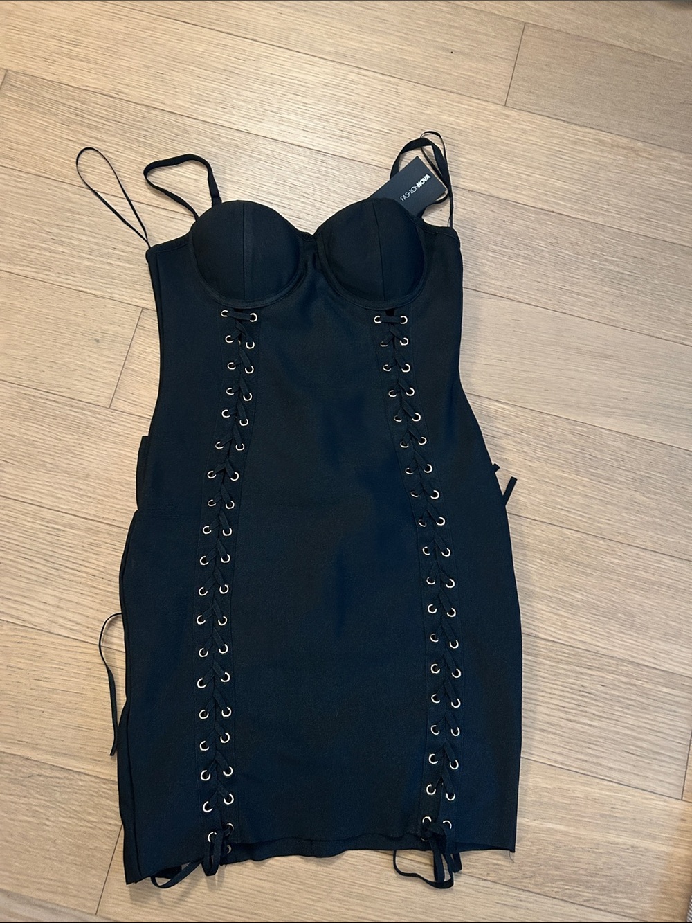 Fashion Nova  Lace-Up Bodycon Dress with Bustier